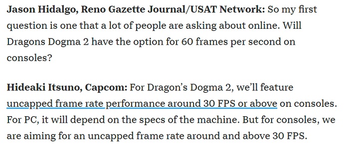 Det är officiellt: hög FPS i Dragon's Dogma 2 är endast tillgänglig på PC-2