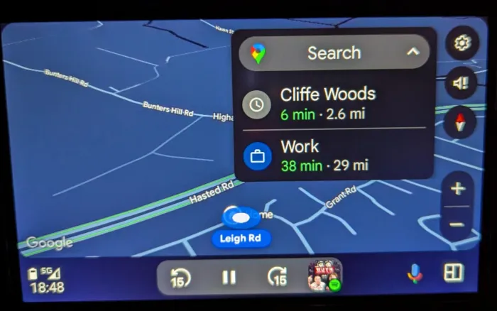 Android Auto-skärm med ny kartlayout