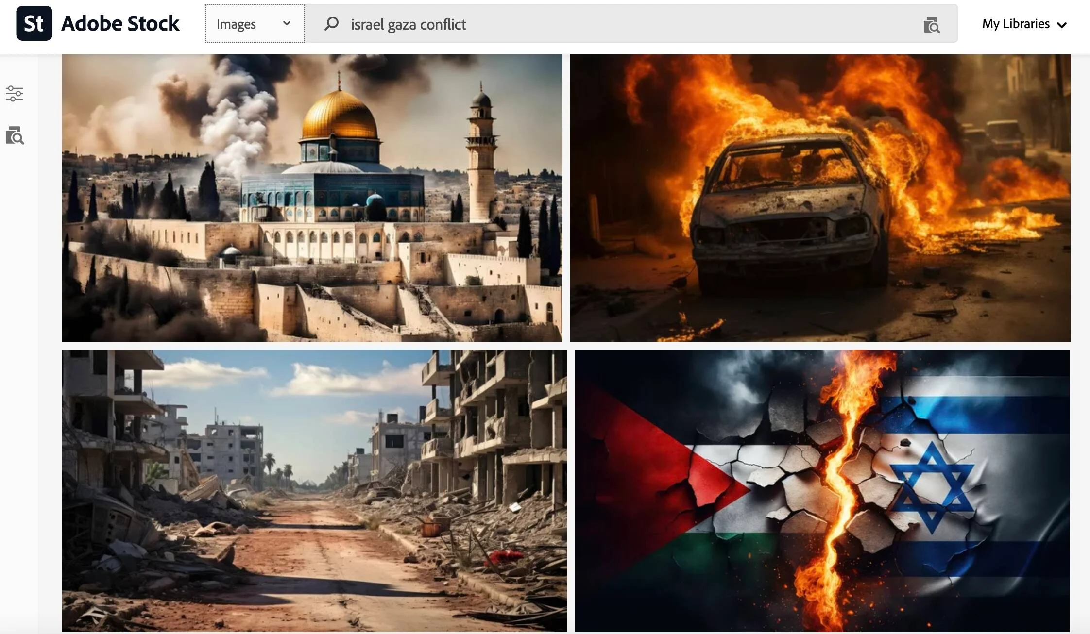 Adobe säljer bilder av kriget mellan Israel och Hamas som skapats med artificiell intelligens och som i nyhetsrapporter utges för att vara verkliga-2