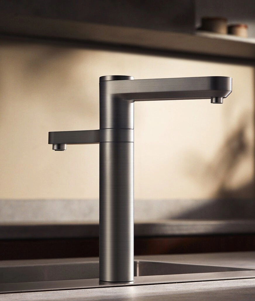 Two taps on one mixer, for filtered and ordinary water.