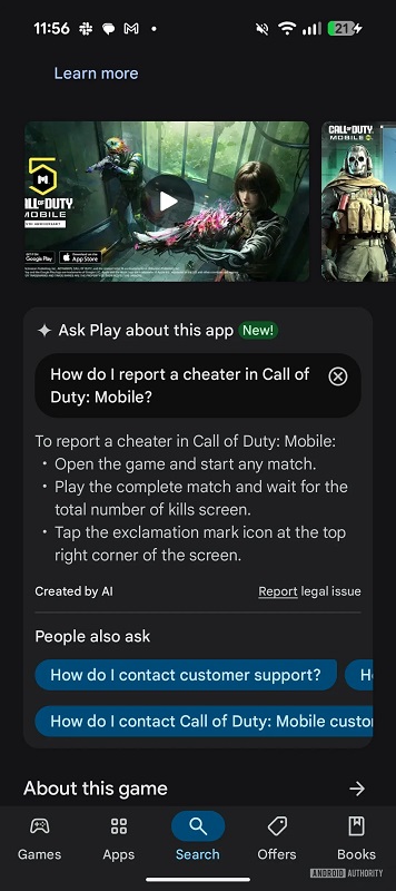 Gemini chatbot som svarar på frågor om appar
