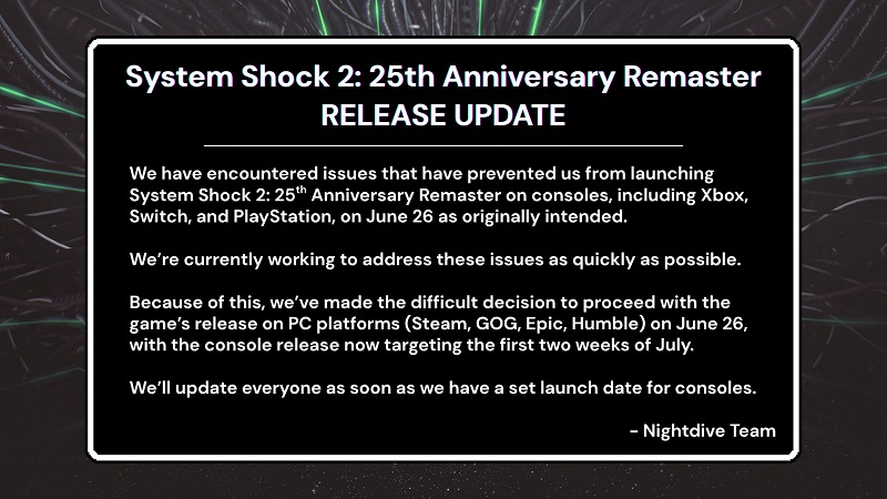 Skärmdump från spelet System Shock 2: 25th Anniversary