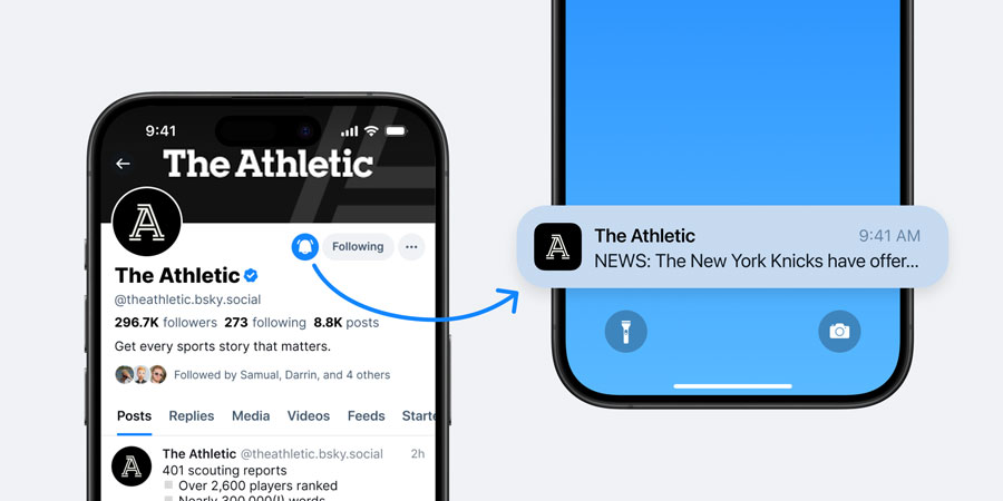 Översikt över de nya notifieringsfunktionerna i Bluesky