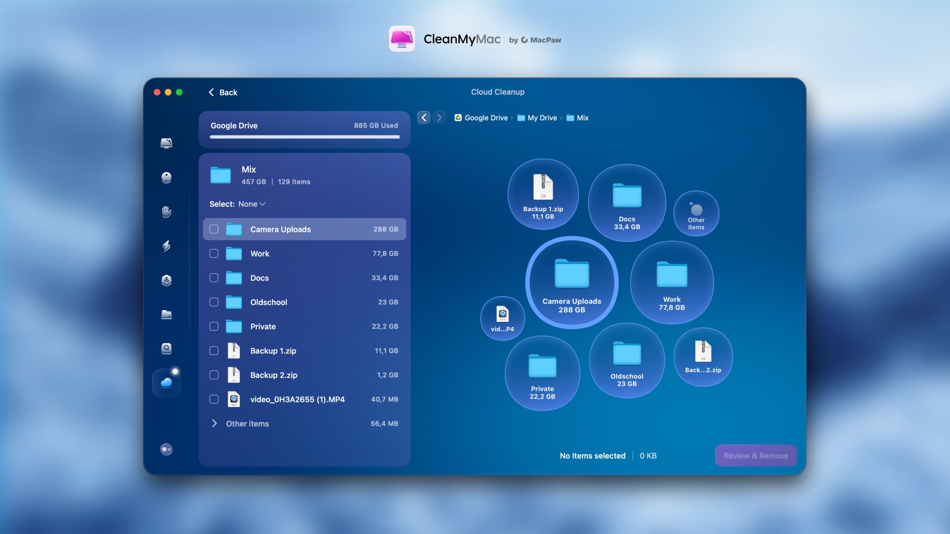 Arbetet med CleanMyMac Cloud Cleanup. Illustration: MacPaw