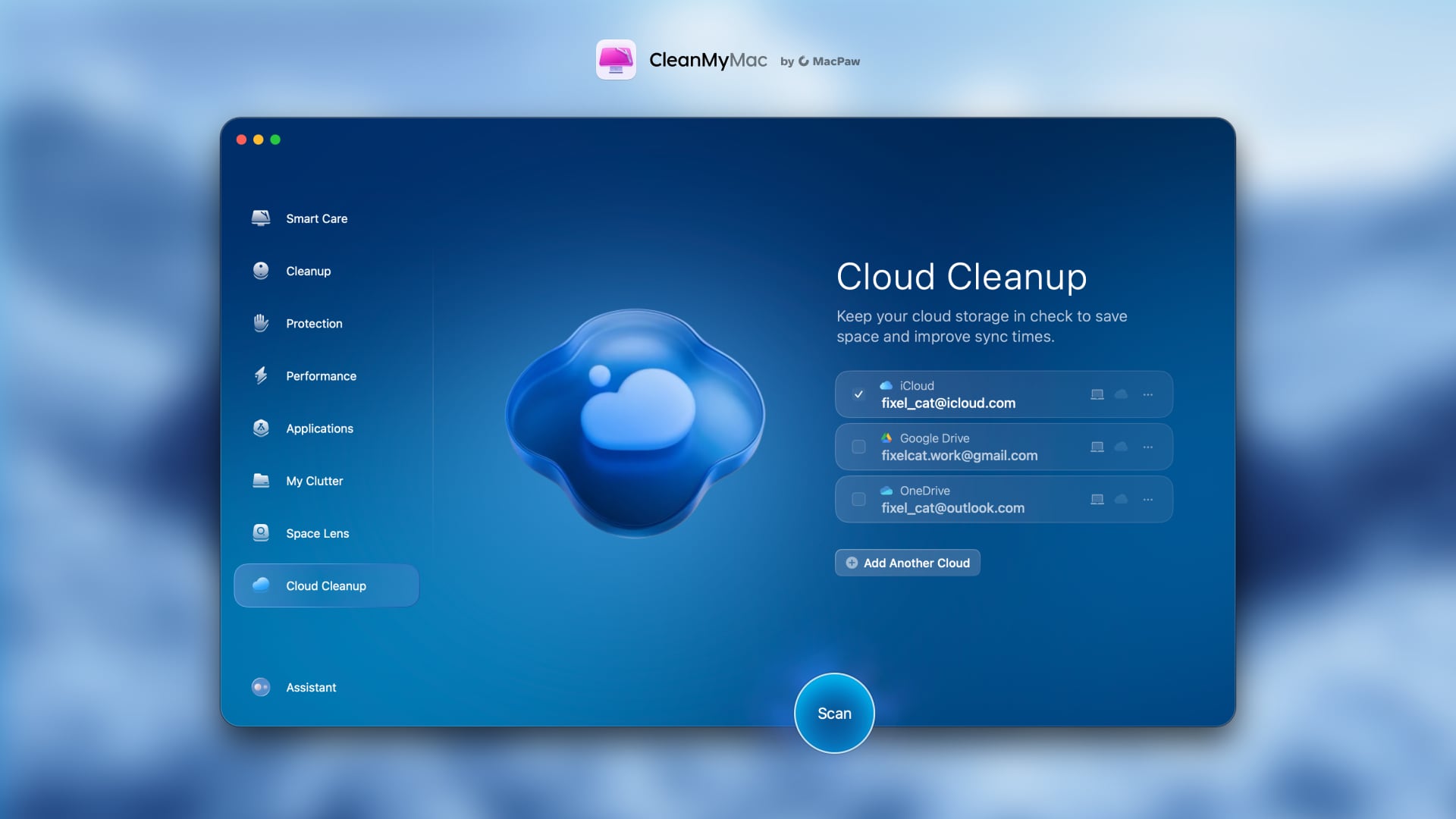 CleanMyMac Cloud Cleanup - Scanna för molntjänster