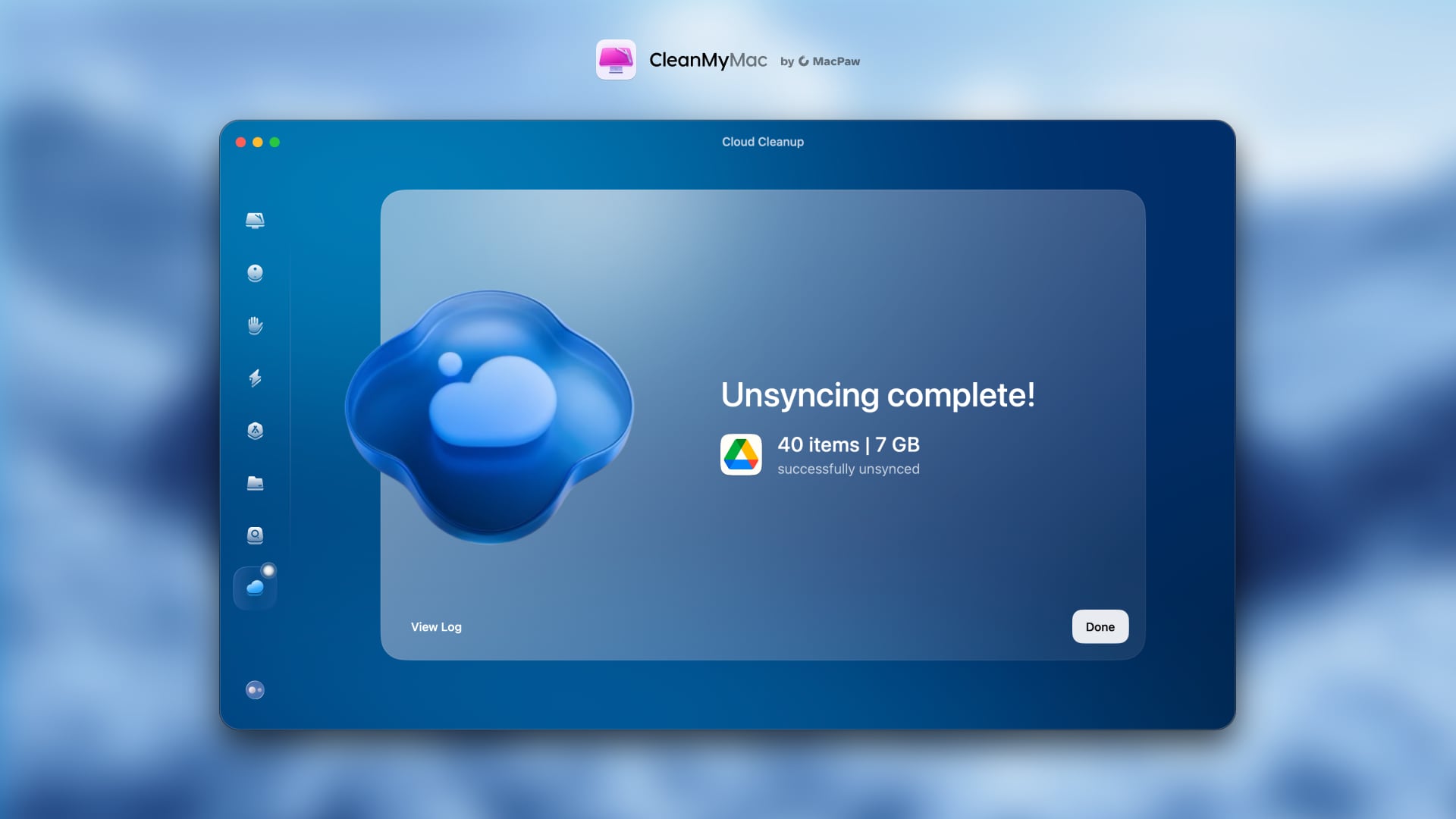 Arbetet med CleanMyMac Cloud Cleanup. Illustration: MacPaw