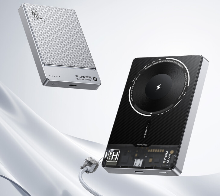 Design av två RedMagic magnetiska trådlösa powerbanks