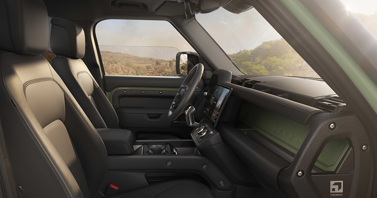 Interiör av Land Rover Defender Trophy Edition