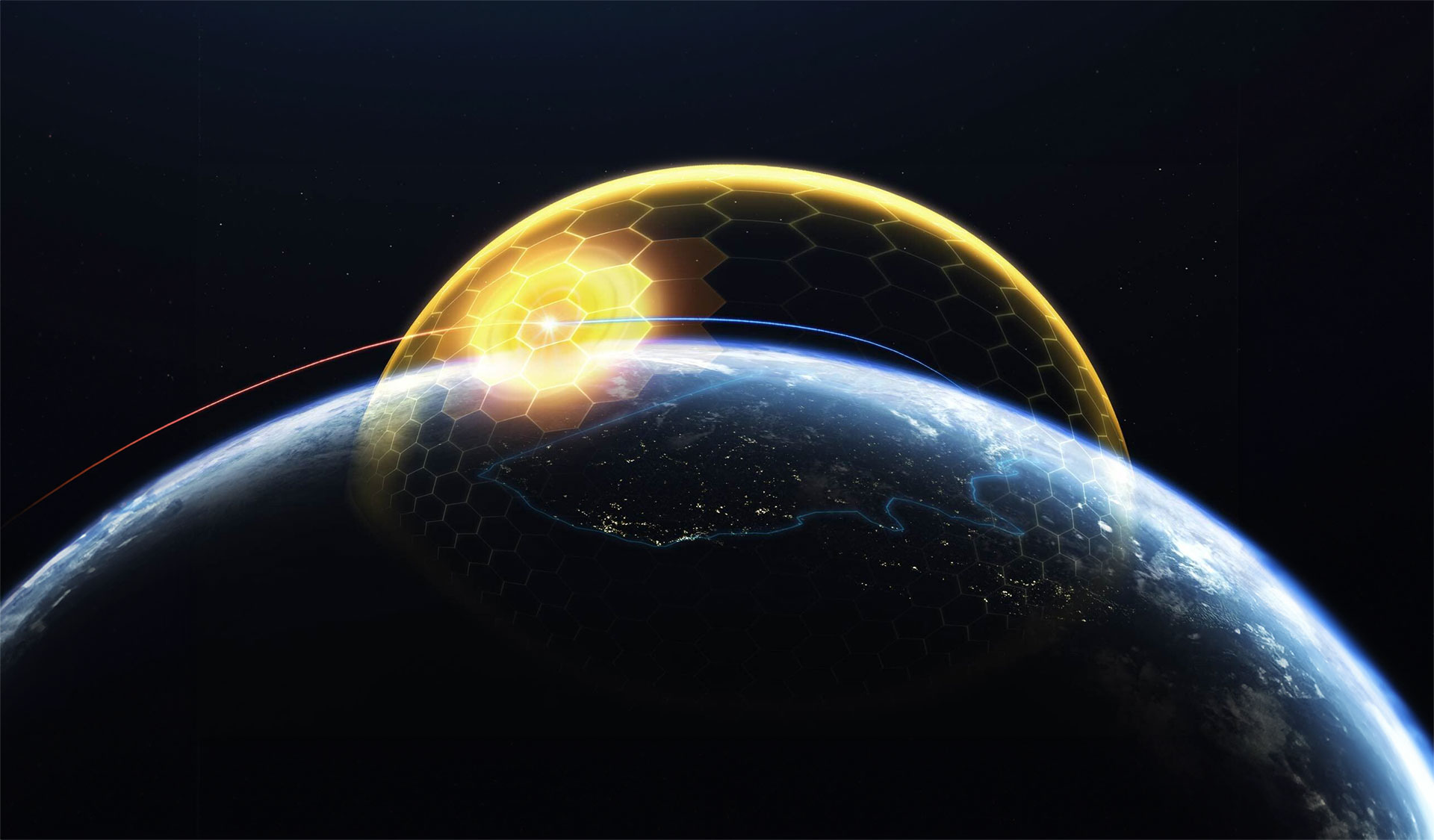 Illustration av det gyllene kupol försvarssystemet från Lockheed Martin