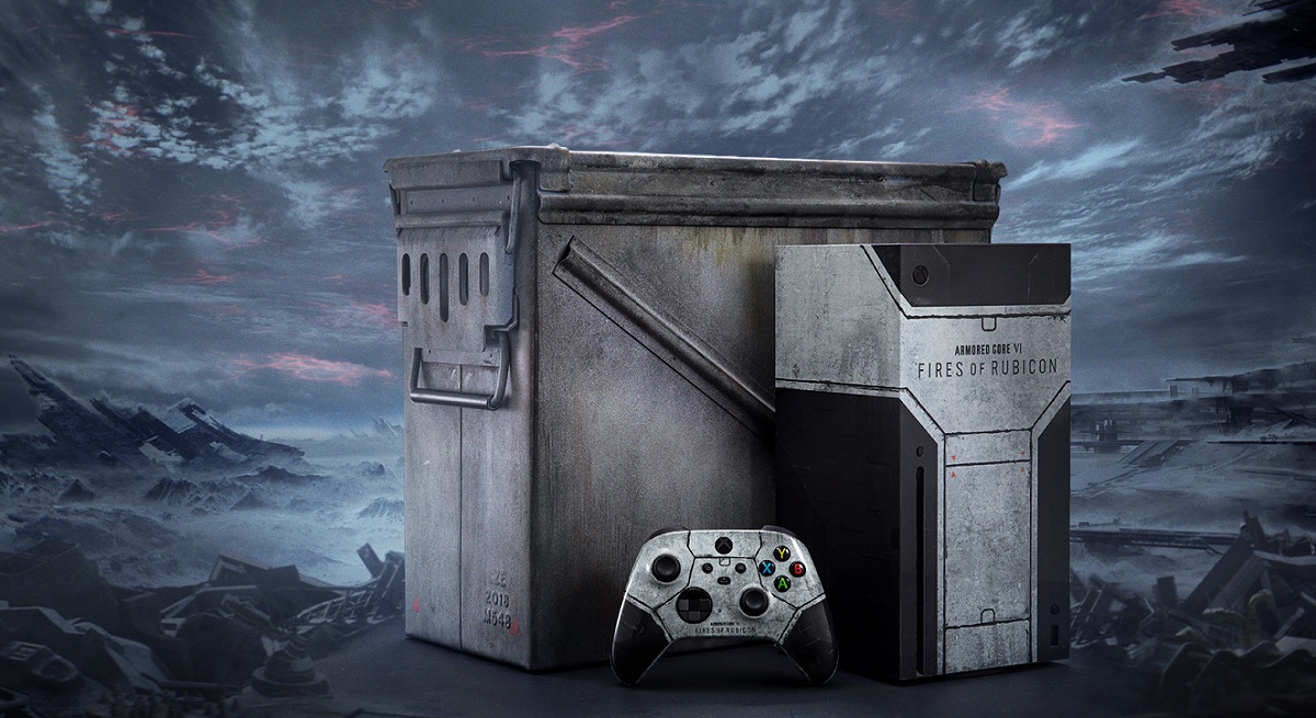 Microsoft bjuder in Twitter/X-användare att delta i en utlottning av en unik Xbox Series X-konsol i stil med Armored Core 6 Fires of Rubicon