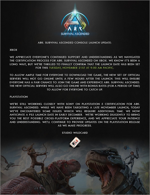 ARK: Survival Ascended släpps på Xbox Series idag, medan PlayStation 5-versionen är försenad igen-2