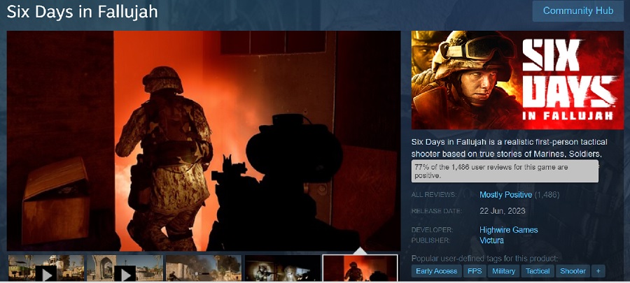 Det skandalomsusade skjutspelet Six Days in Fallujah finns nu tillgängligt på Steam. Spelare har hyllat den tidiga versionen av spelet, men erkänner ett antal brister-2