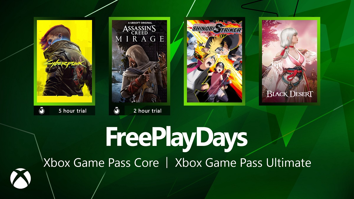 Free Play Days med ett fantastiskt erbjudande: prenumeranter på alla versioner av Xbox Game Pass kommer att kunna prova Cyberpunk 2077 och Assassin's Creed Mirage