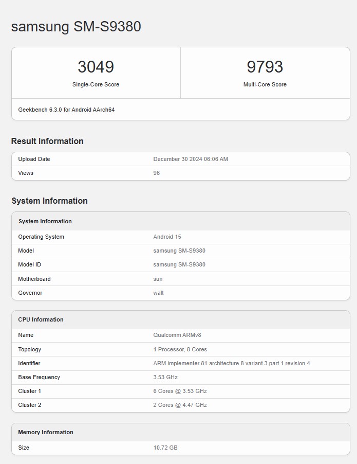 Galaxy S25 Ultra processorprestanda testresultat