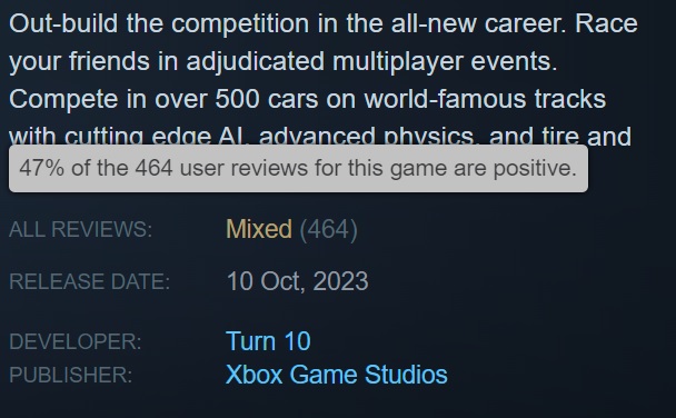 Lite innehåll och massor av buggar: Steam-användare kritiserade Forza Motorsport racingsimulator, som släpptes idag-2