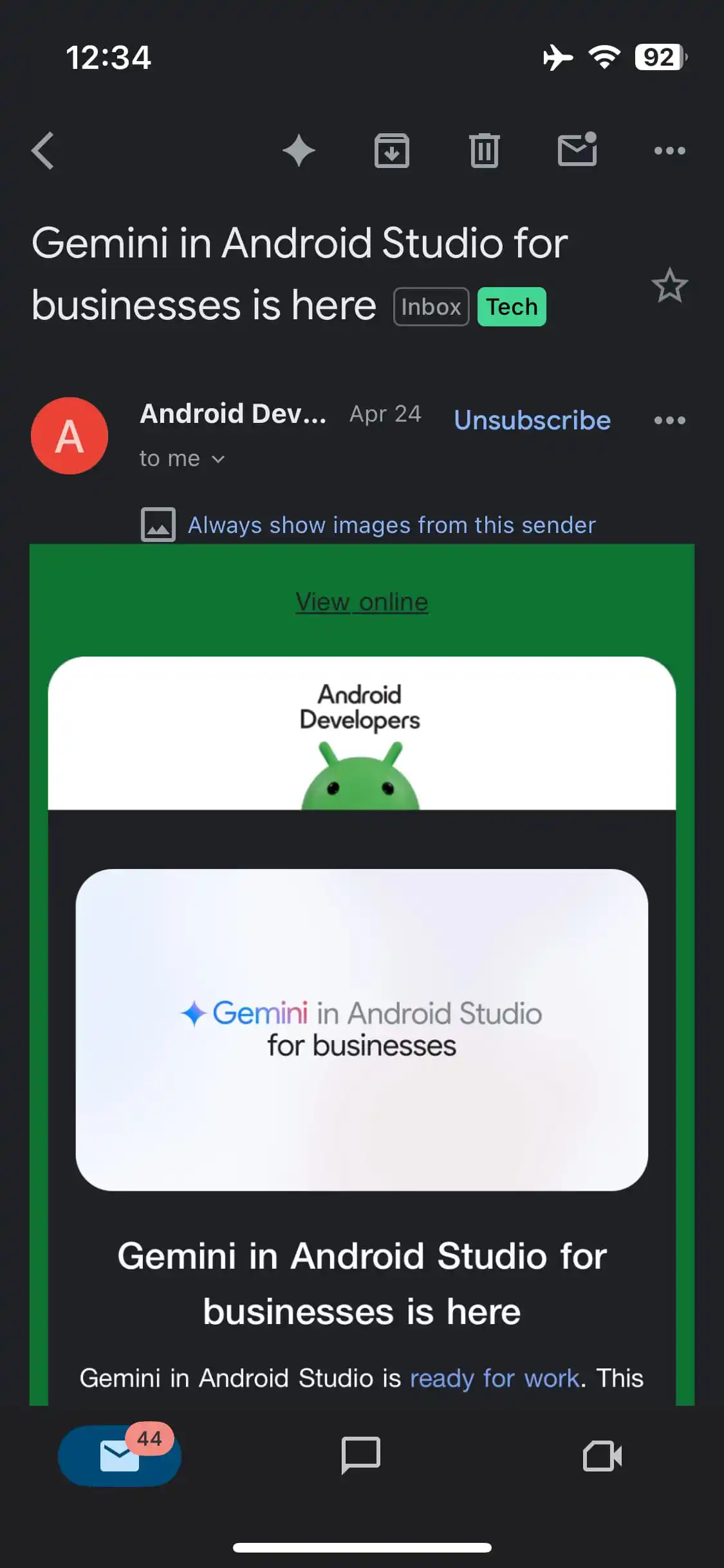 Uppdaterad look av Gmail för iPhone