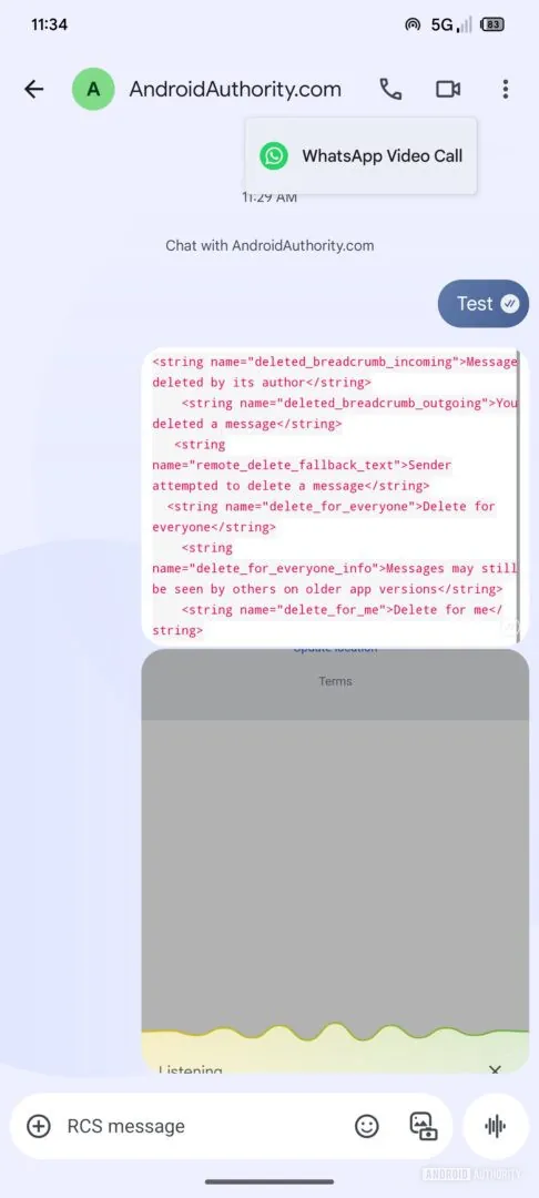 Videosamtal via WhatsApp till Google Messages