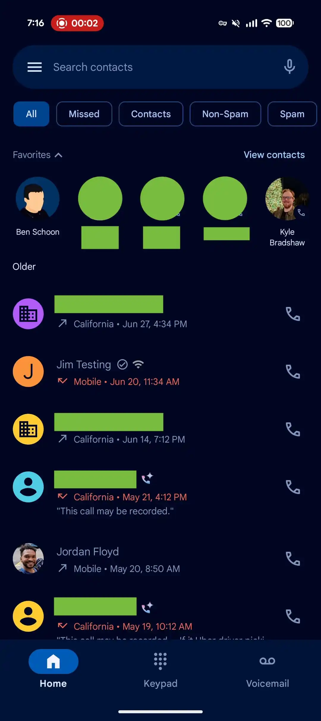 Ny design av Google Phone hemskärm