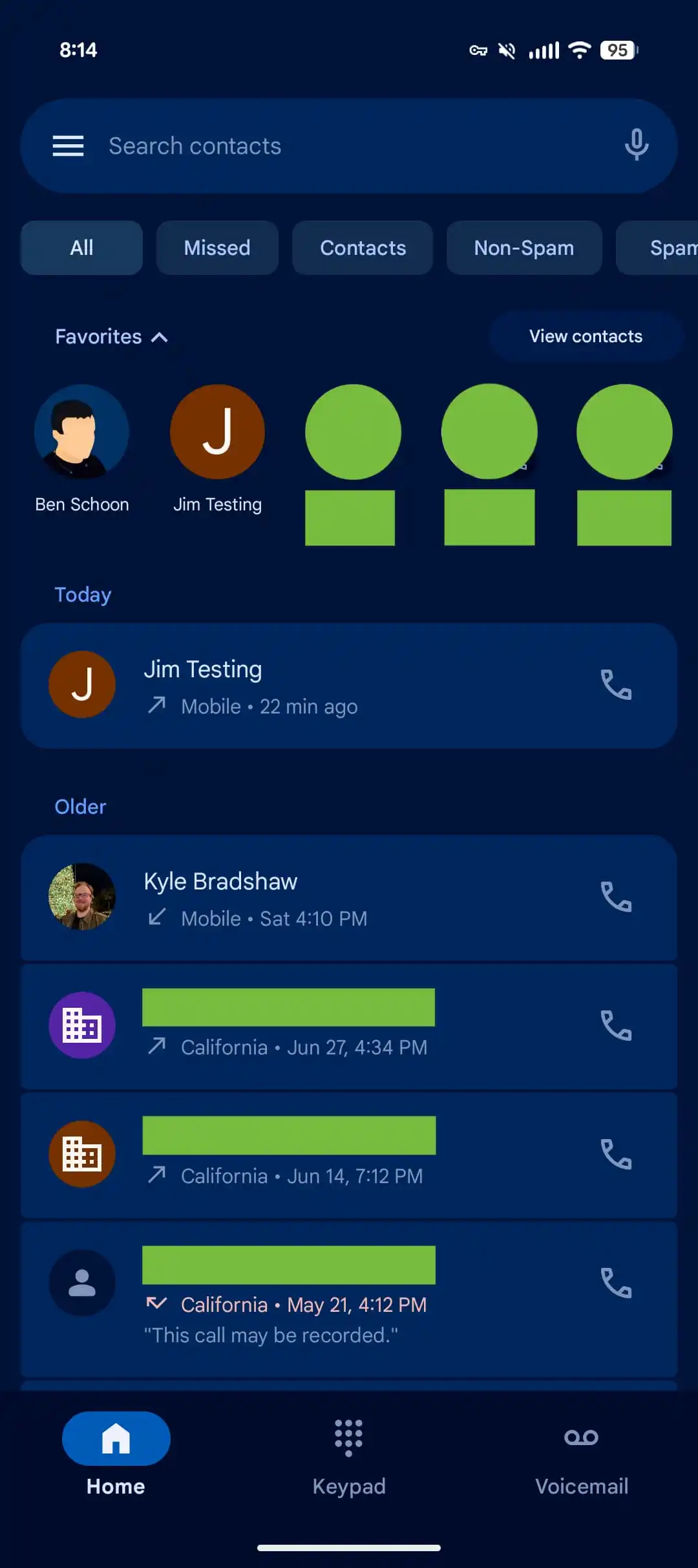 Fullständigt Google Phone gränssnitt i stil med Material 3 Expressive