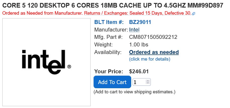 Intel Core 5 120 och 120F processorer