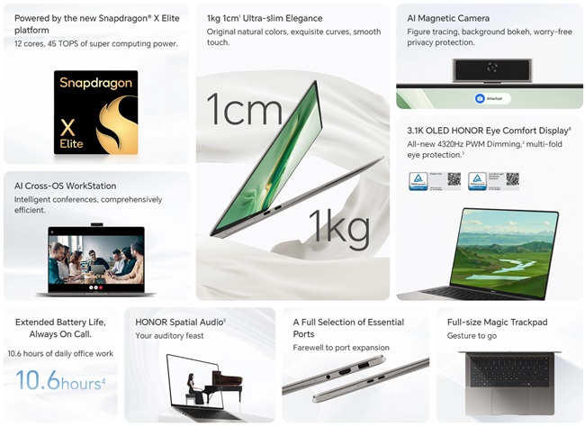 Viktiga funktioner och fördelar med HONOR MagicBook Art 14 Snapdragon