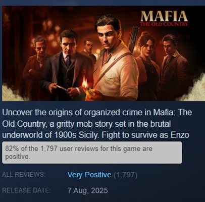 Ett stillbild från Mafia: The Old Country.