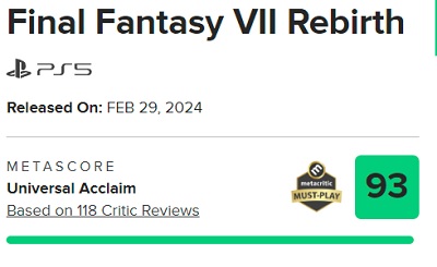 Kritikerna är entusiastiska över Final Fantasy VII Rebirth och ger spelet högsta betyg-2