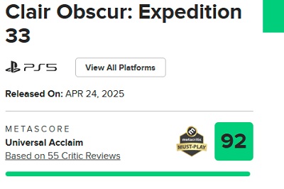 Skärmdump från spelet Clair Obscur: Expedition 33