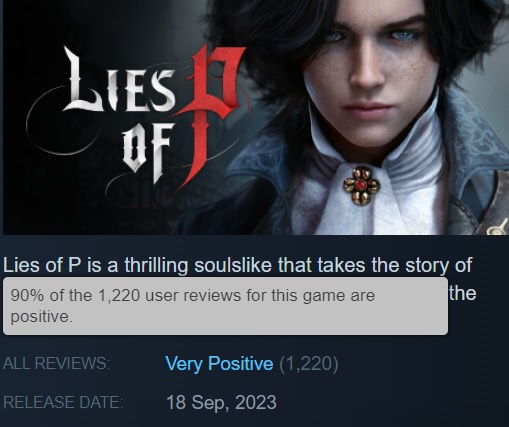 Den officiella lanseringen av Lies of P på alla plattformar har ägt rum, vid detta tillfälle har utvecklarna släppt en släpptrailer. Steam-användare är nöjda med åtgärden och har redan lämnat 90% av positiva recensioner-2