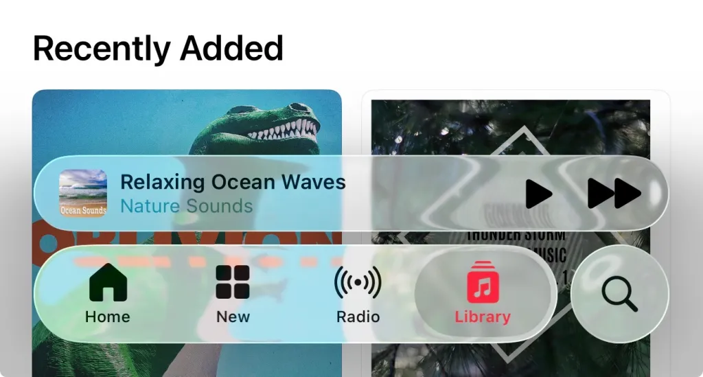 De popup-paneler har återigen en glaseffekt. Illustration: 9to5mac.com