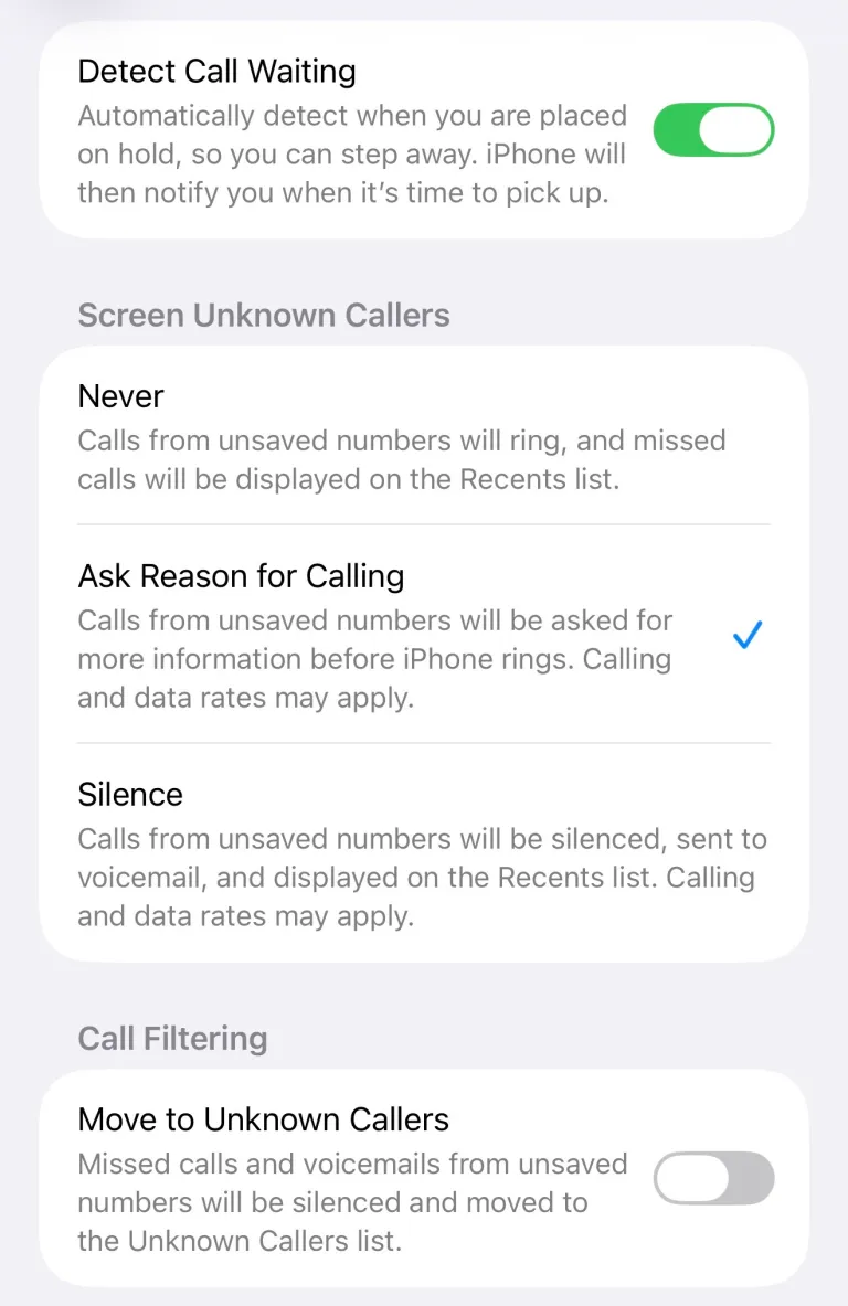 Inställningar för samtal. Illustration: 9to5mac.com