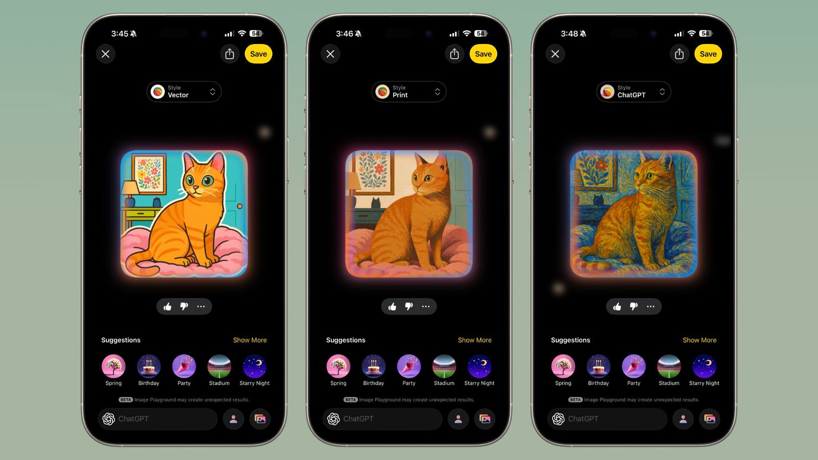 Stilgenerering i Image Playground: set 2