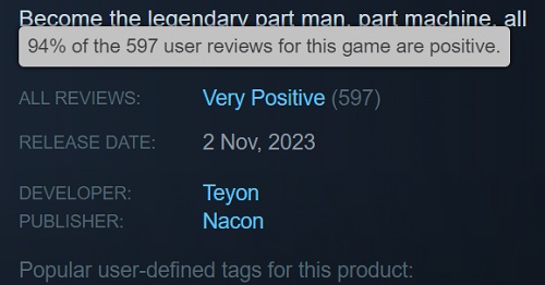 Till skillnad från kritiker gillade spelare verkligen skjutaren RoboCop: Rogue City. Steam-användare lämnade 94% positiva recensioner-2