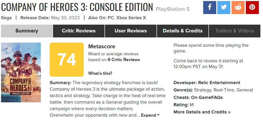 Kritikerna är inte nöjda med konsolversionen av Company of Heroes 3 och klagar på besvärliga kontroller på gamepaden-2