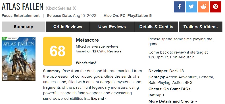 Första recensionerna av Atlas Fallen: kritiker och spelare var inte nöjda med Deck 13-studions actionspel-2