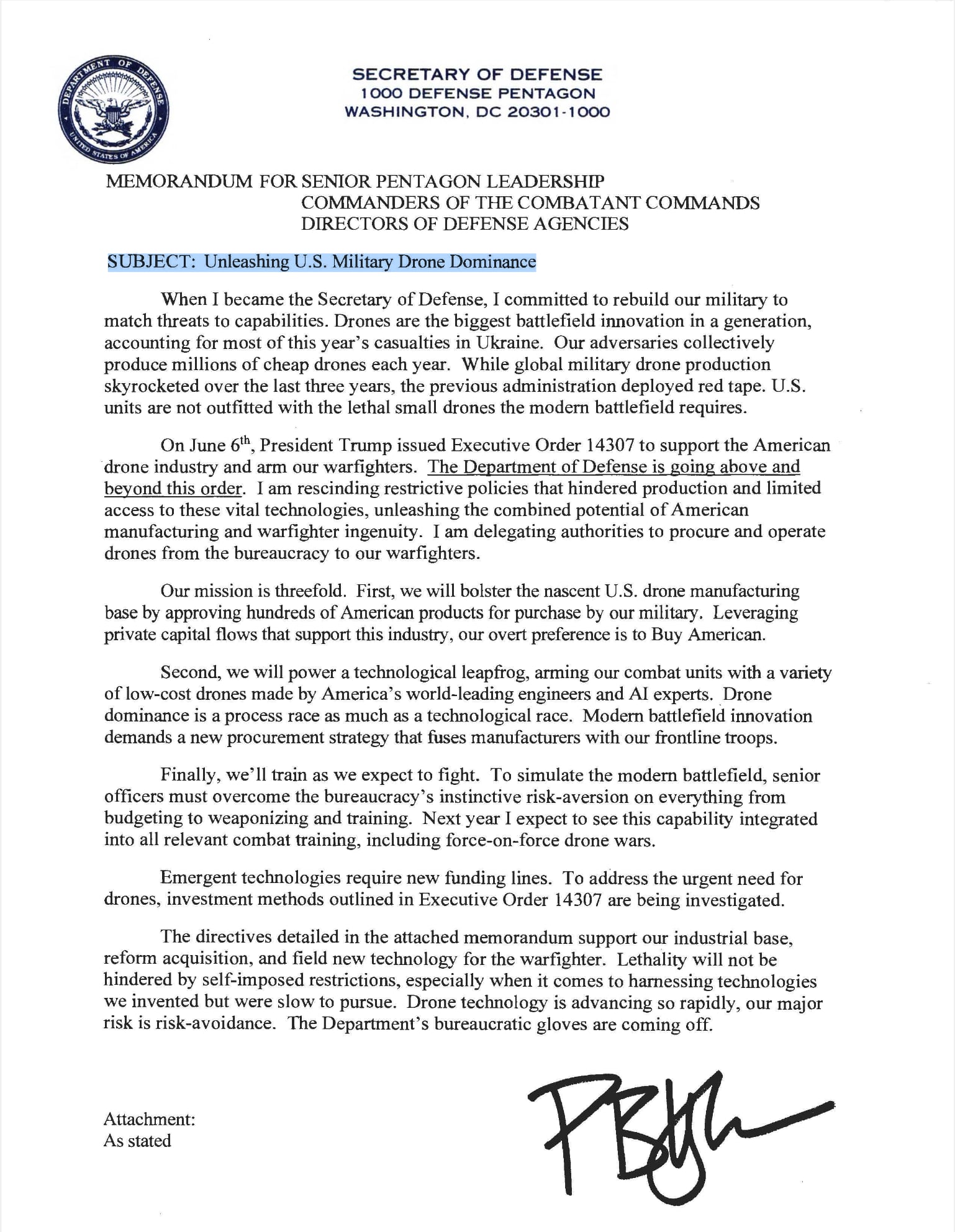 Texten i Pentagon-minnesanteckningen har publicerats