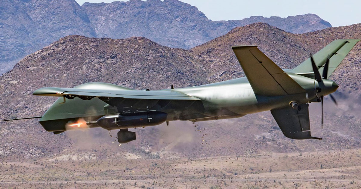 GA-ASI har presenterat stridstestbilder av den ultramoderna Mojave UAV, utrustad med två roterande maskingevär och 16 AGM-114 Hellfire-missiler