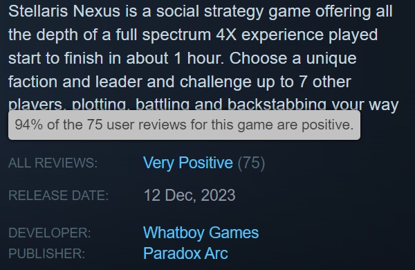 En tidig lansering av det turordningsbaserade strategispelet Stellaris Nexus har ägt rum: spelet får fantastiska recensioner, men är ännu inte särskilt populärt-3