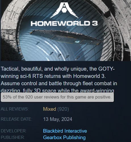 Och det här är spelet du har väntat på i 20 år? Spelare kritiserade rymdstrategispelet Homeworld 3 för dess tråkiga intrig och för enkla spelupplägg-2