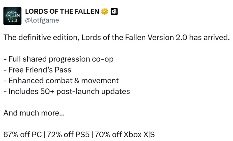 Uppdatering 2.0 för Lords of the Fallen