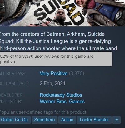 Resultatet är förutsägbart: experter kritiserade Suicide Squad Kill The Justice League och gav spelet ett lågt betyg-6