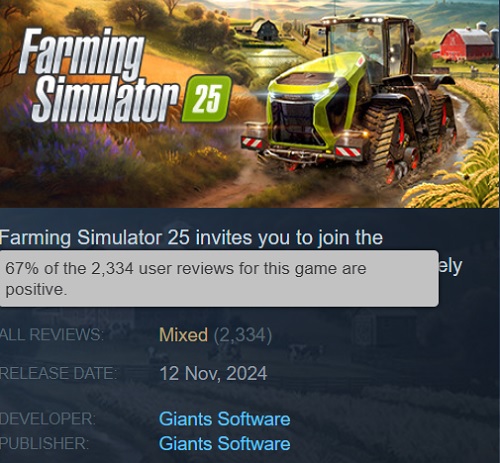 Jordbruk är mer populärt än high fantasy: Farming Simulator 25:s onlinetopp översteg vida den för Dragon Age: The Veilguard-3