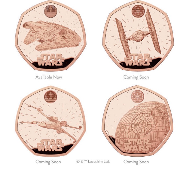 UK Mint har släppt en numismatisk samling med tre ikoniska rymdskepp och Dödsstjärnan från Stjärnornas krig-3