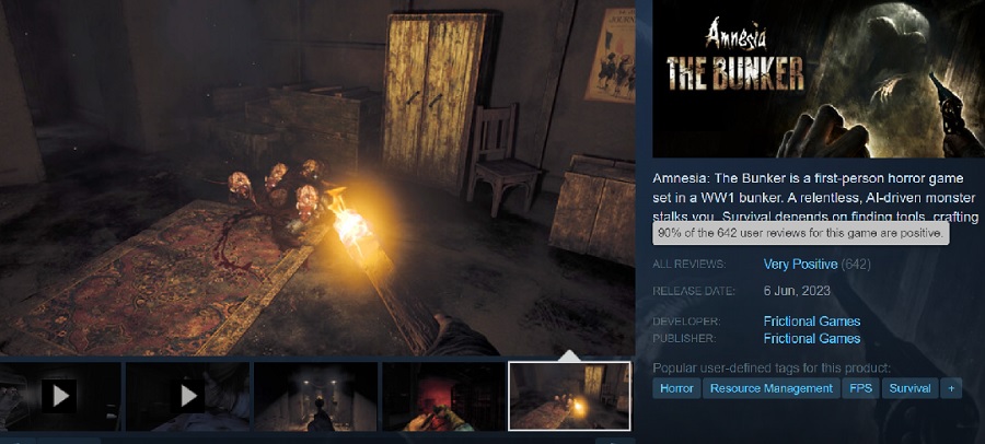 Steam-användare älskar Amnesia: The Bunker och rekommenderar spelet till alla skräckfantaster-2