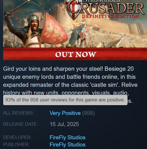 Grafik av den aktuella versionen av Stronghold: Crusader