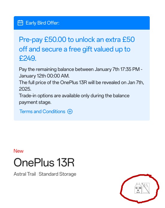 OnePlus brittiska webbplats bekräftar att OnePlus 13R inte kommer att levereras med en laddare