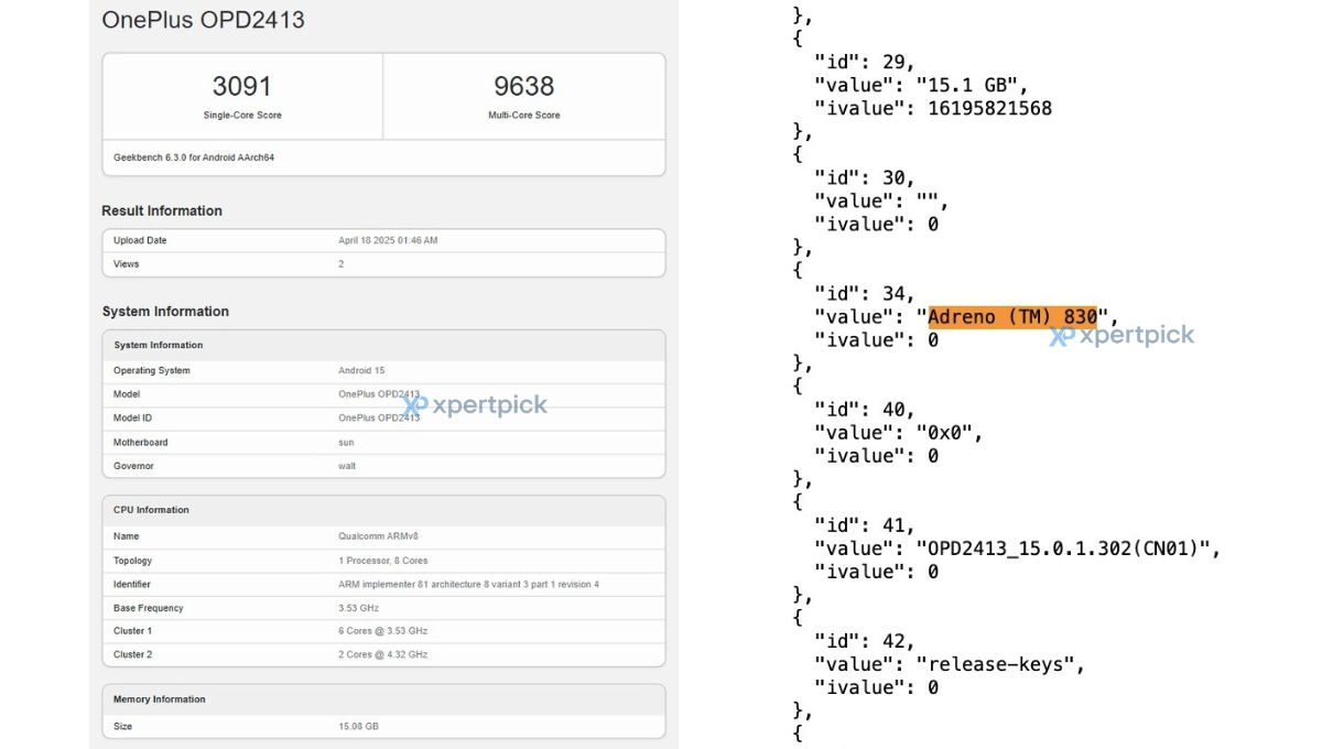Testresultat i Geekbench för den påstådda OnePlus Pad 2 Pro