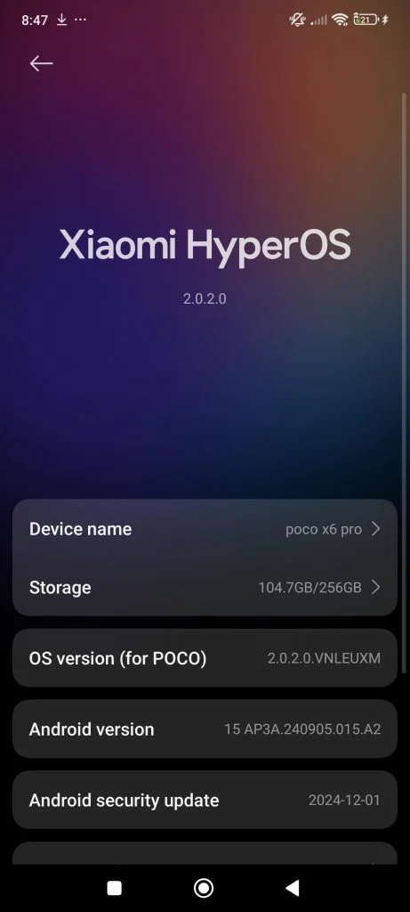 HyperOS 2.0 uppdatering för Poco X6 Pro