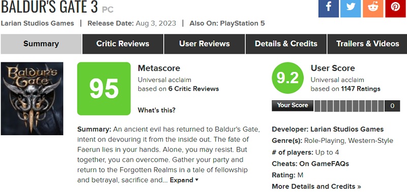 Ett av de bästa RPG-spelen i branschens historia! Kritikerna är entusiastiska över Baldur's Gate III och ger spelet toppbetyg-2