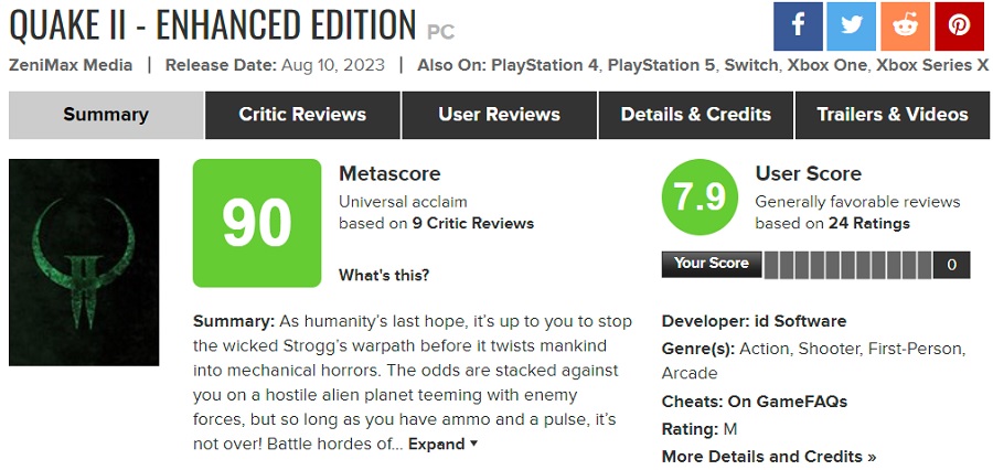 Spelare och kritiker är glada över Quake 2 remastern. Det uppdaterade spelet får toppbetyg på alla plattformar-2